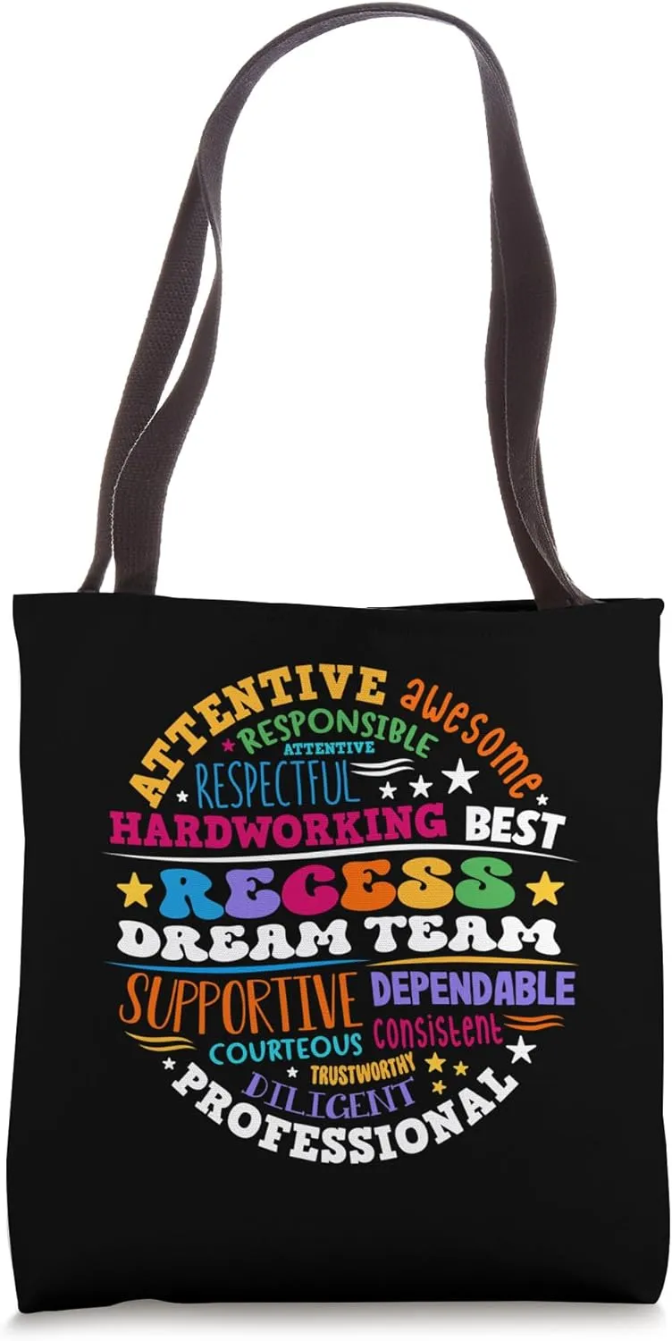 Recess Dream Team Teachers Students Monitor Back to School Tote Bag