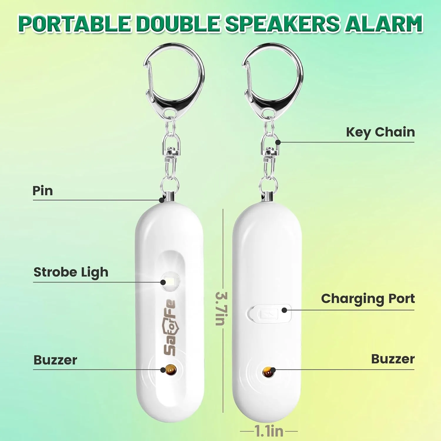 Rechargeable Personal Safety Alarm for Women - 140dB Self-Defense Security Alarm Keychain with Strobe Light, Emergency Security Alert Devices for Women Girls Kids Elderly (White)