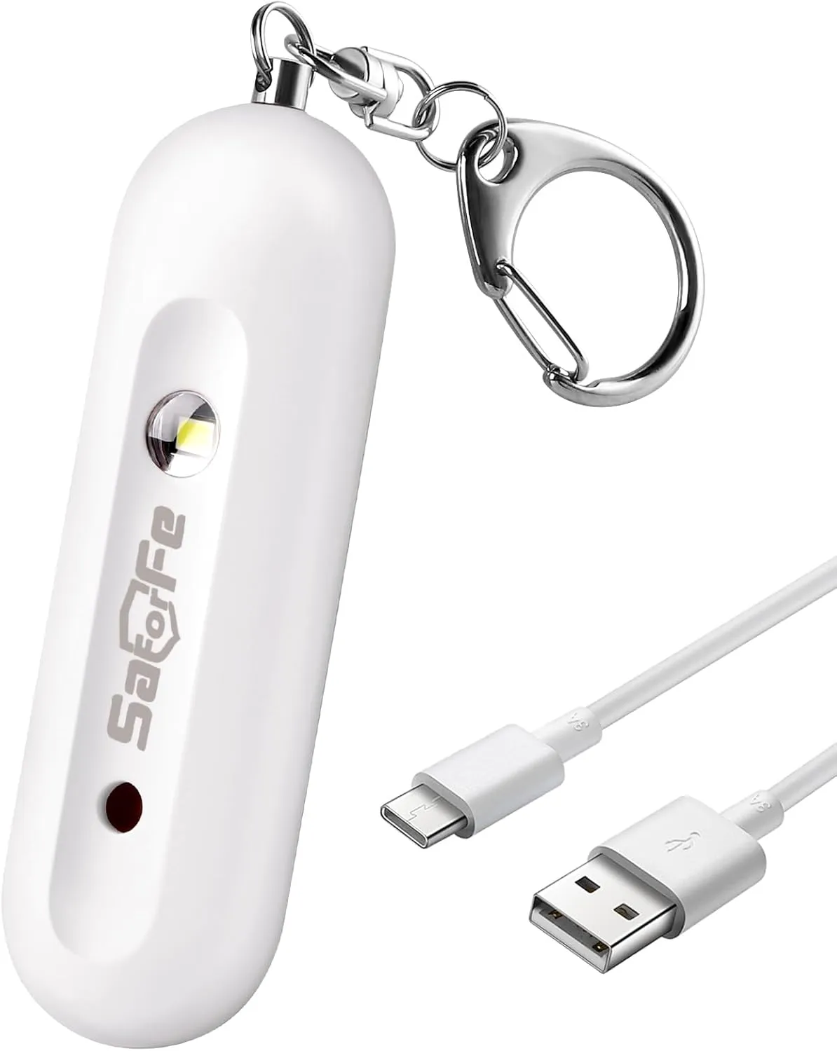Rechargeable Personal Safety Alarm for Women - 140dB Self-Defense Security Alarm Keychain with Strobe Light, Emergency Security Alert Devices for Women Girls Kids Elderly (White)
