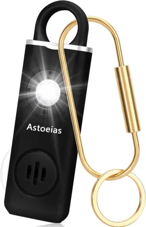 Rechargeable Personal Safety Alarm for Women，Extra Large Strobe LED Light Personal and 130dB Siren，Personal Emergency Security Safe Devices Key Chain Alarms for Women Kids Elderly (Black)