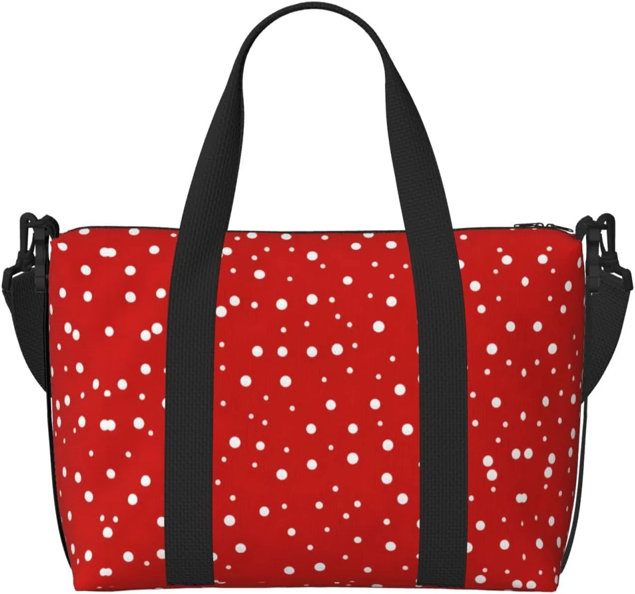 Red And White Polka Dots Print Versatile Gym Sports Bag,Companion For Your Journeys And Fitness Routines