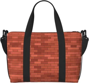 Red Brick Wall Texture Print Versatile Gym Sports Bag,Companion For Your Journeys And Fitness Routines