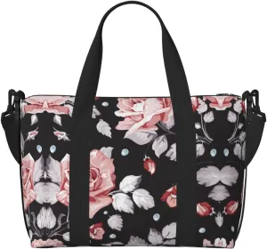 Red Flower (2) Print Versatile Gym Sports Bag,Companion For Your Journeys And Fitness Routines, Black