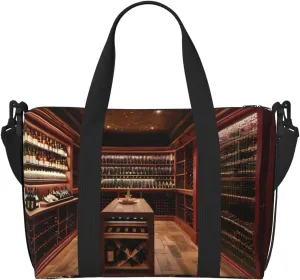 Red Wine Cellar Print Versatile Gym Sports Bag,Companion For Your Journeys And Fitness Routines