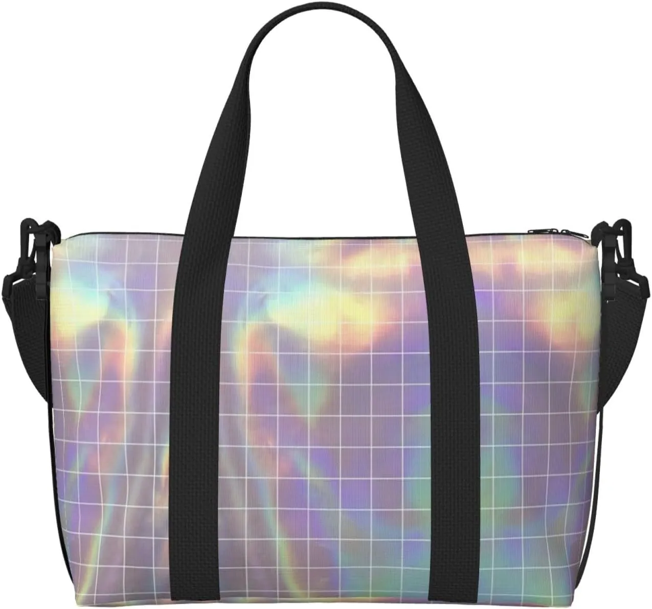 Reflective Square Print Versatile Gym Sports Bag,Companion For Your Journeys And Fitness Routines