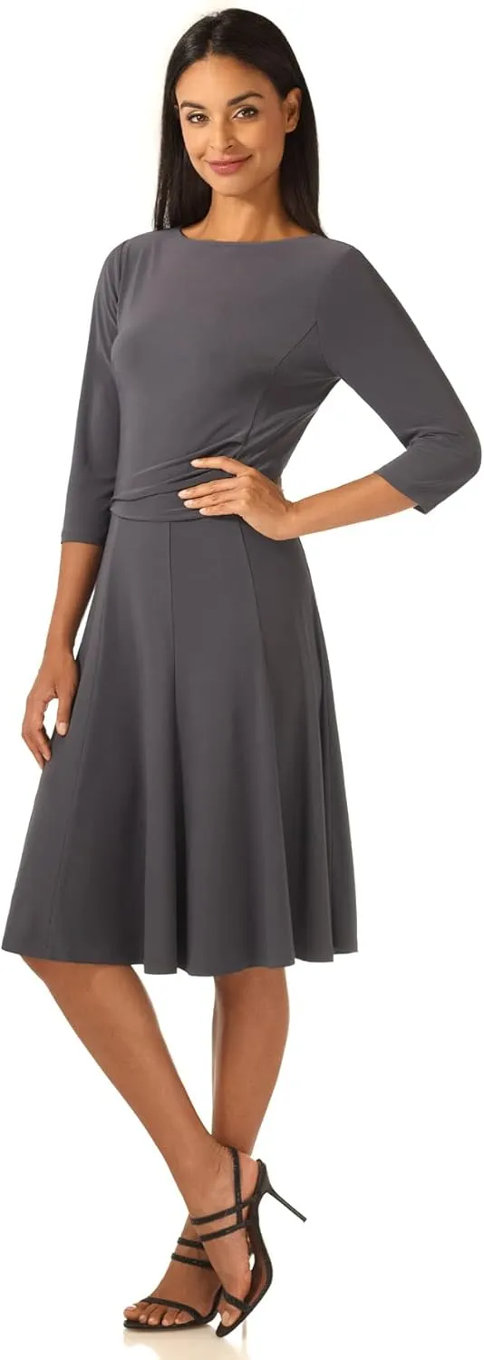 REKUCCI Women's Flippy Fit N' Flare Dress with 3/4 Sleeves
