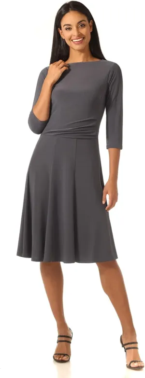 REKUCCI Women's Flippy Fit N' Flare Dress with 3/4 Sleeves