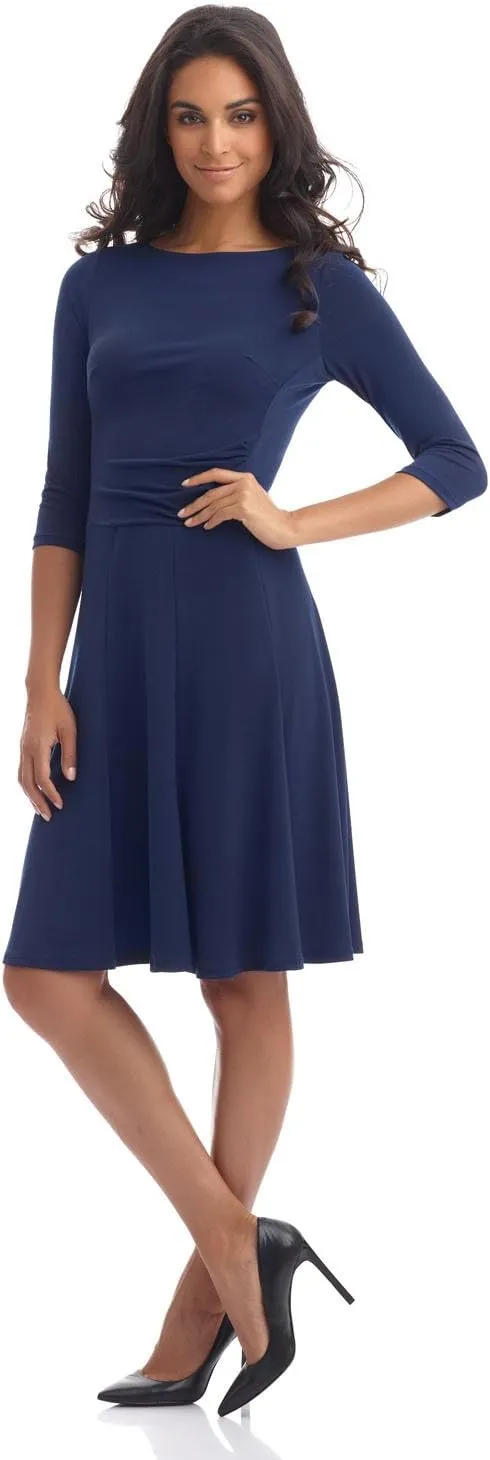 REKUCCI Women's Flippy Fit N' Flare Dress with 3/4 Sleeves