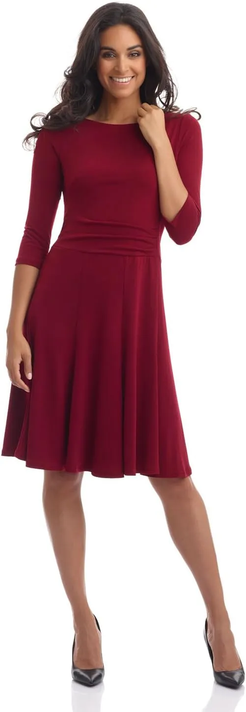 REKUCCI Women's Flippy Fit N' Flare Dress with 3/4 Sleeves
