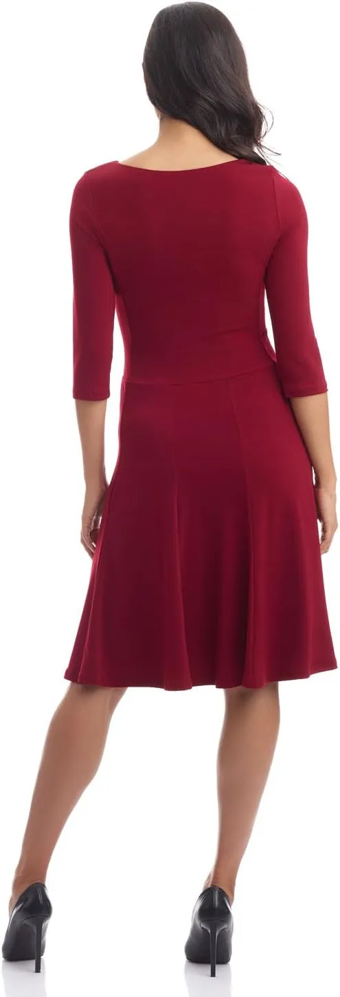 REKUCCI Women's Flippy Fit N' Flare Dress with 3/4 Sleeves