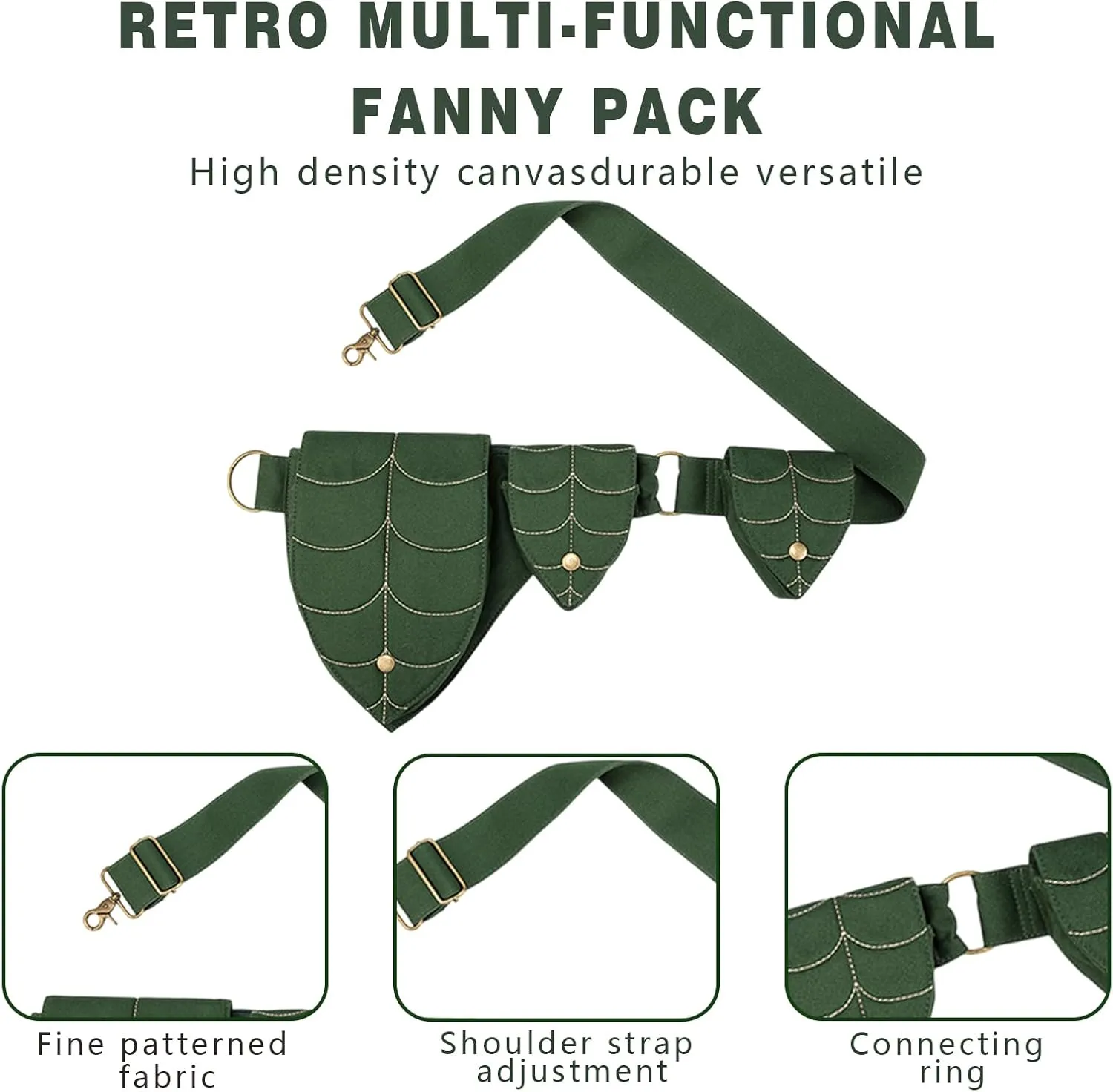 Renaissance Accessories Women Leaf Fairy Purse Belt Purse, Renaissance Belt Pouch for Renaissance Festival, Medieval Market, Role Playing Activities, Music Festivals (Green)