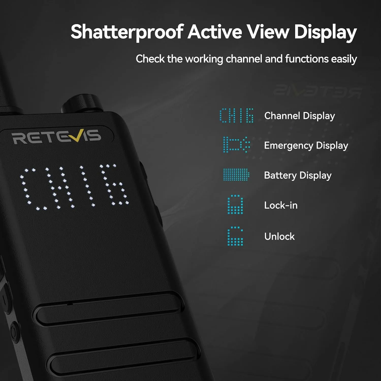 Retevis B3H Small Walkie talkies with LED Diaplay, New Version of RT22(3.0), Ultra Slim, USB-C Rechargeable, with 1620 mAh Battery, Portable FRS Two-Way Radios for Hotel School Restaurant (10 Pack)