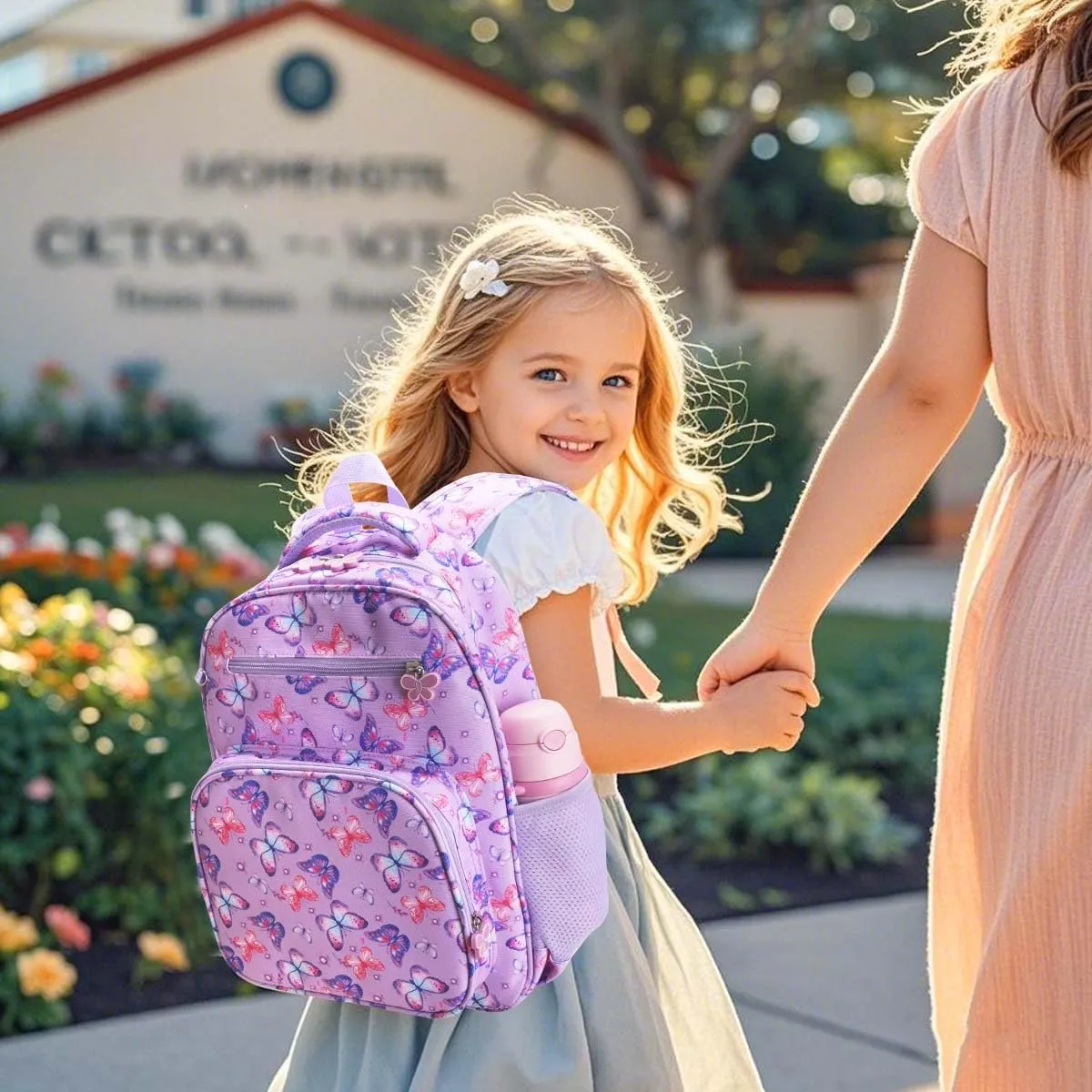 RHCPFOVR Girls Backpack for Elementary School, Backpack for Girls 5-8, Lightweight Kids Backpacks