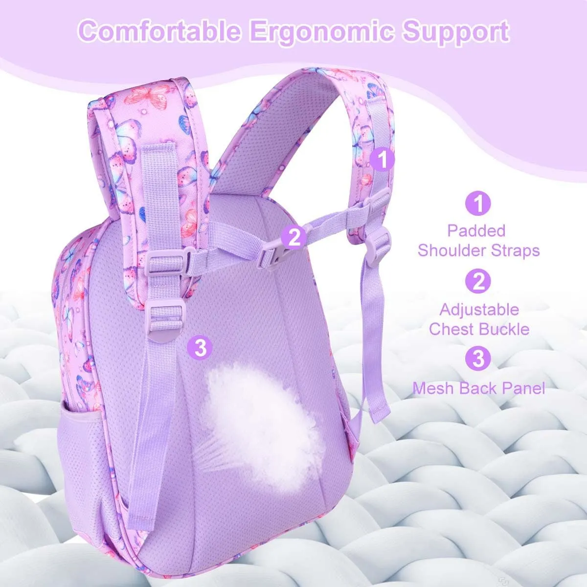 RHCPFOVR Girls Backpack for Elementary School, Backpack for Girls 5-8, Lightweight Kids Backpacks
