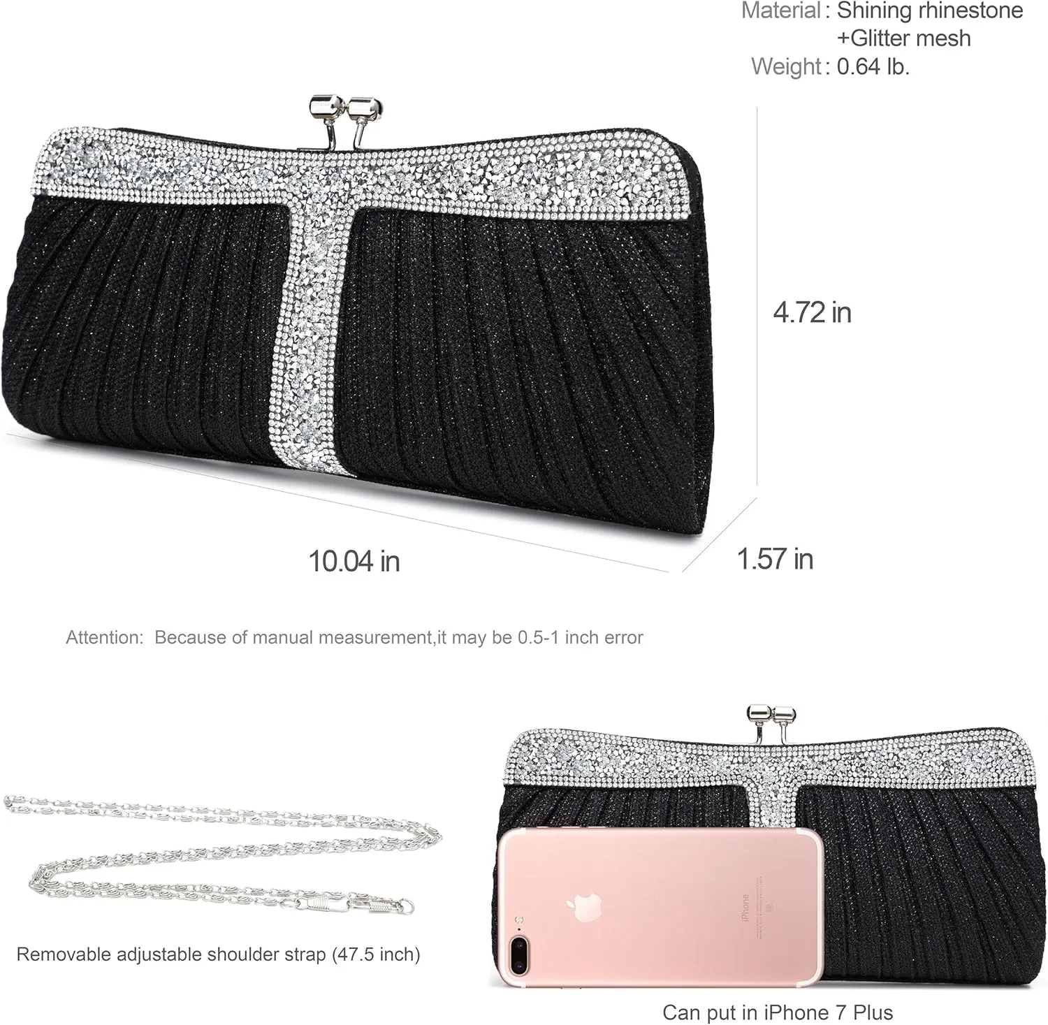 Rhinestone Clutch Purses for Women Purses and Handbags Formal Wedding Party Prom Purse Money Bags