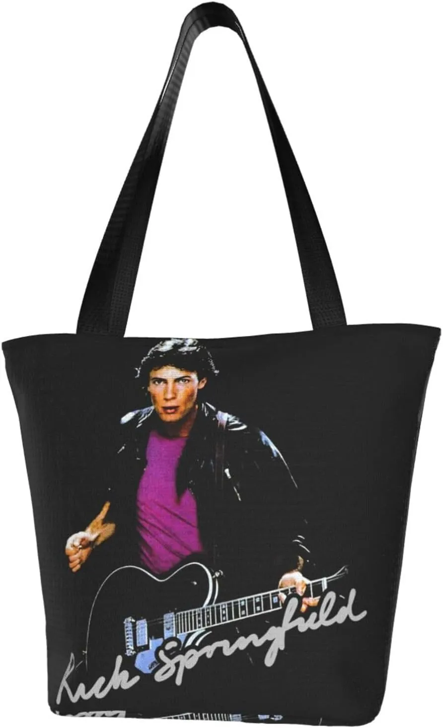 Rick Great Artist Springfield Reusable Grocery Bag for Kitchen Shopping Bags Tote Bags with Zipper for Women Shoulder Bag Stylish Daily Bag Large Capacity Handbag Storage Bags for Gym