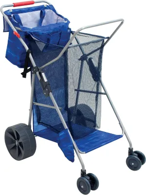 Rio Beach Wonder Wheeler Deluxe Utility, Lawn, and Beach Foldable Cart, Blue