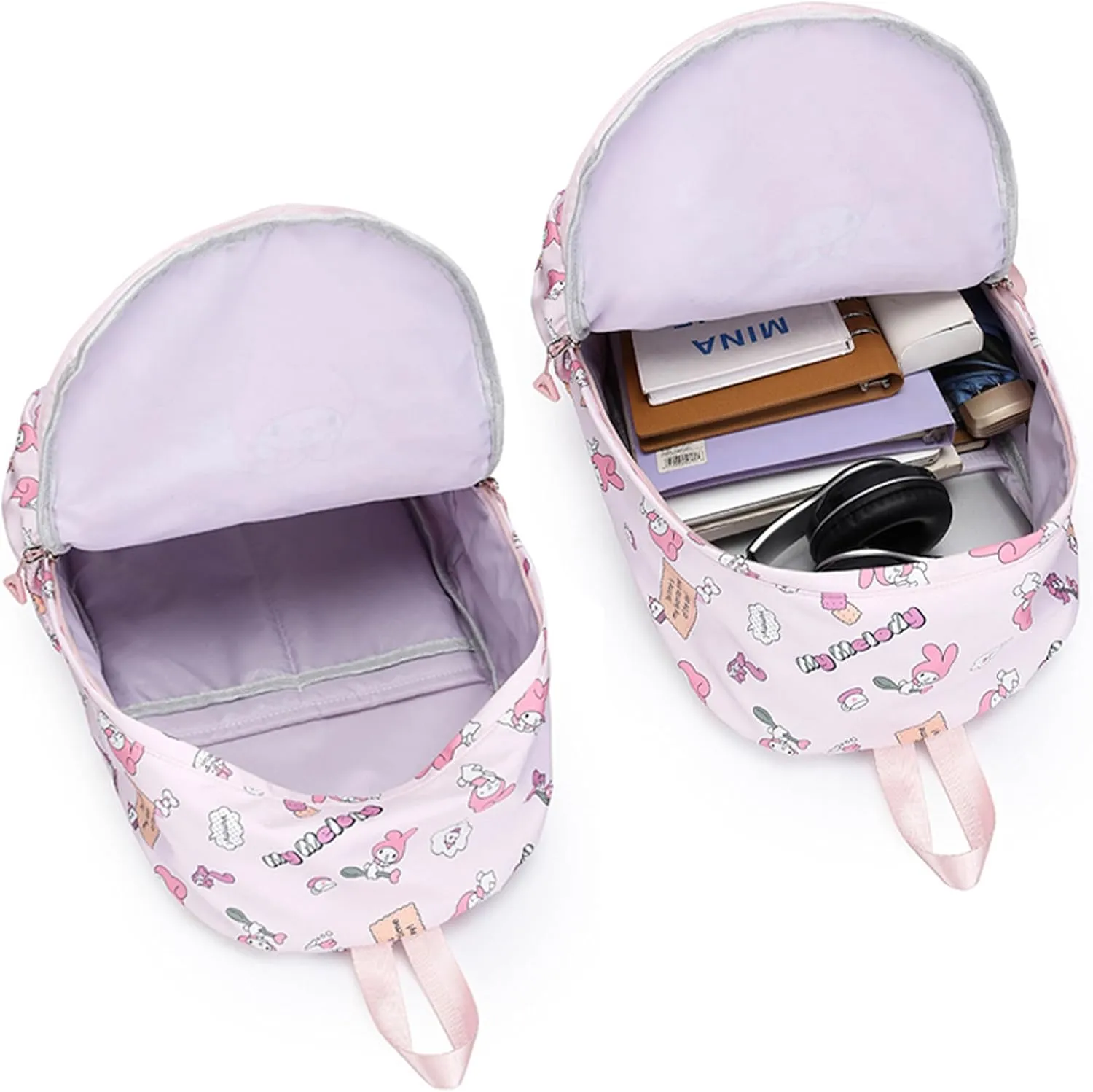 Roffatide Anime Cinnamoroll All Over Print Casual Backpack Laptop Backpack Travel Hiking Rucksack Zipper Backpack Blue