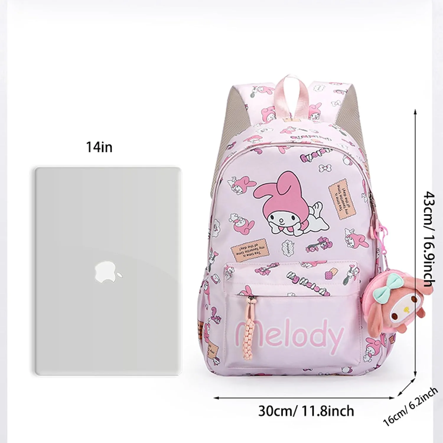 Roffatide Anime Cinnamoroll All Over Print Casual Backpack Laptop Backpack Travel Hiking Rucksack Zipper Backpack Blue