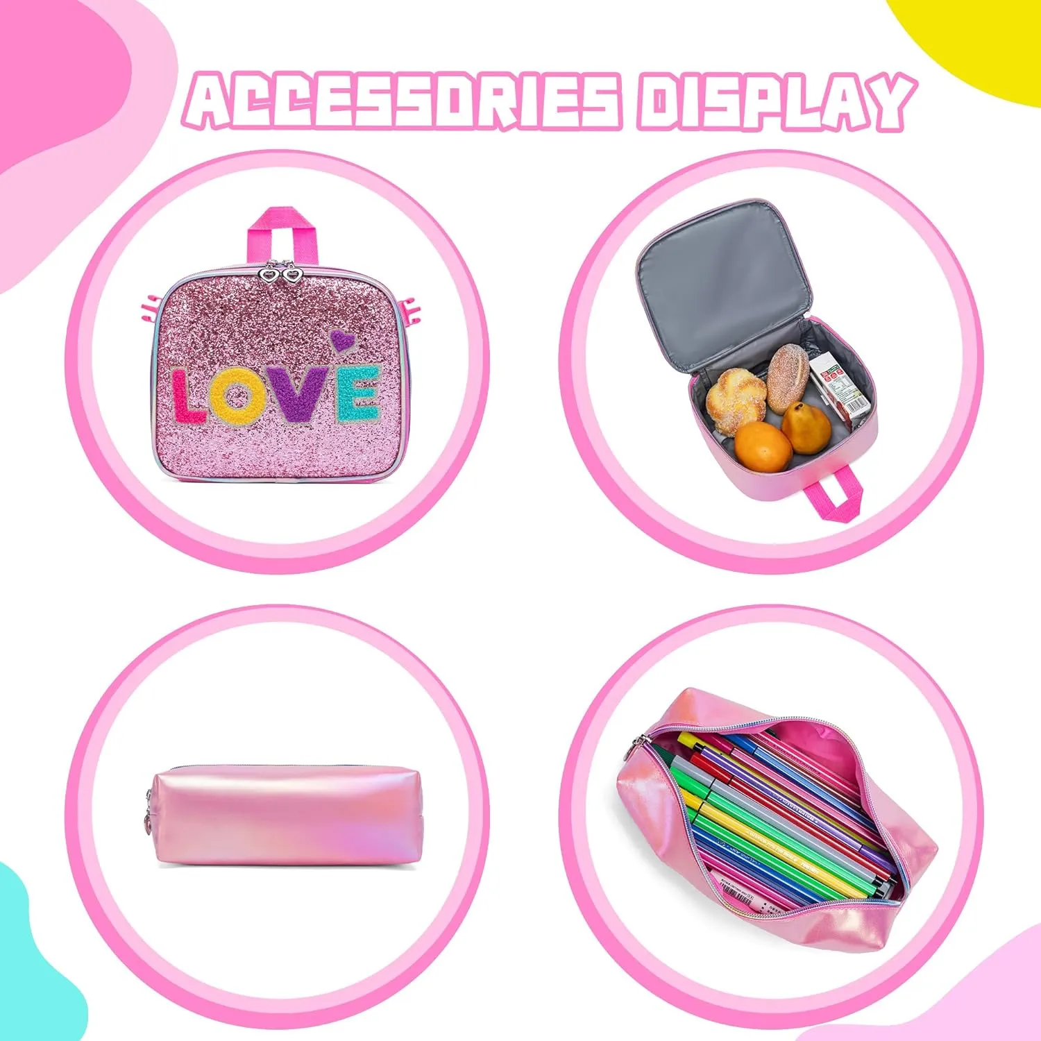 Rolling Backpack for Girls Backpack with Wheels Rolling Casual Kids Backpacks with Wheels for Elementary Students School Backpack with Wheels with Lunch Box