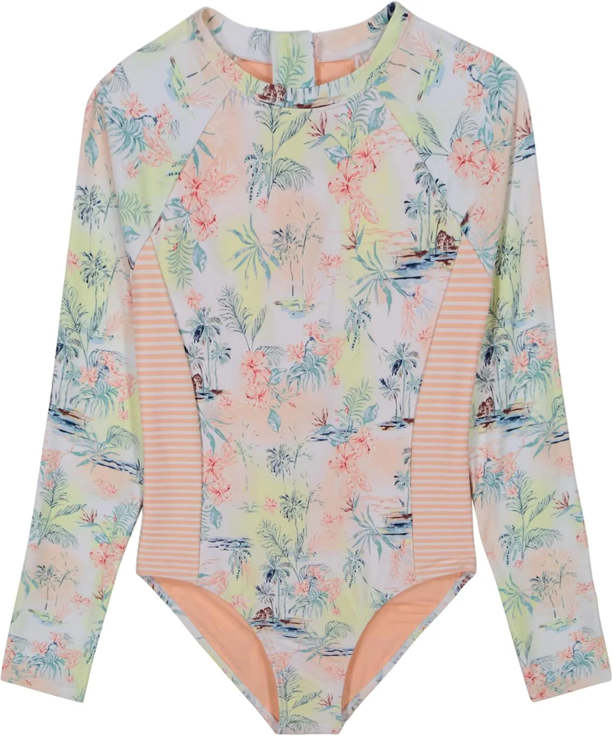 Roxy Girls' Long Sleeve One-Piece Rashguard Swimsuit with UPF 50  Sun Protection, Quick Drying Bathing Suit