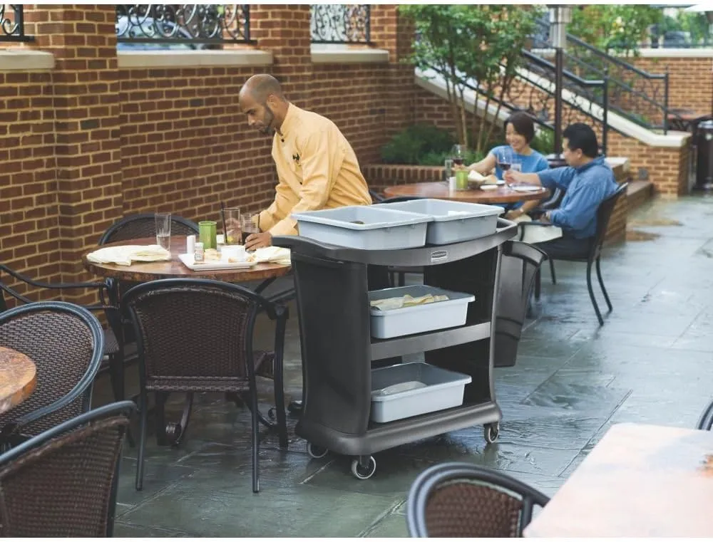 Rubbermaid Commercial Products Executive Series Utility/Service Cart, 300 lb. Capacity, Black, for Foodservice/Restaurant/Cleaning