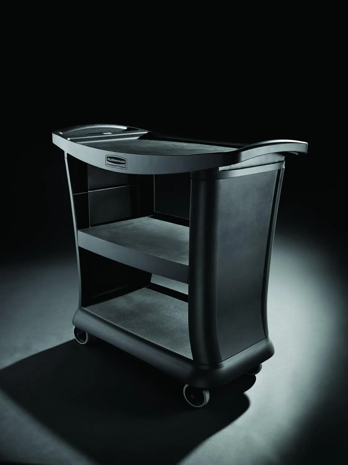 Rubbermaid Commercial Products Executive Series Utility/Service Cart, 300 lb. Capacity, Black, for Foodservice/Restaurant/Cleaning