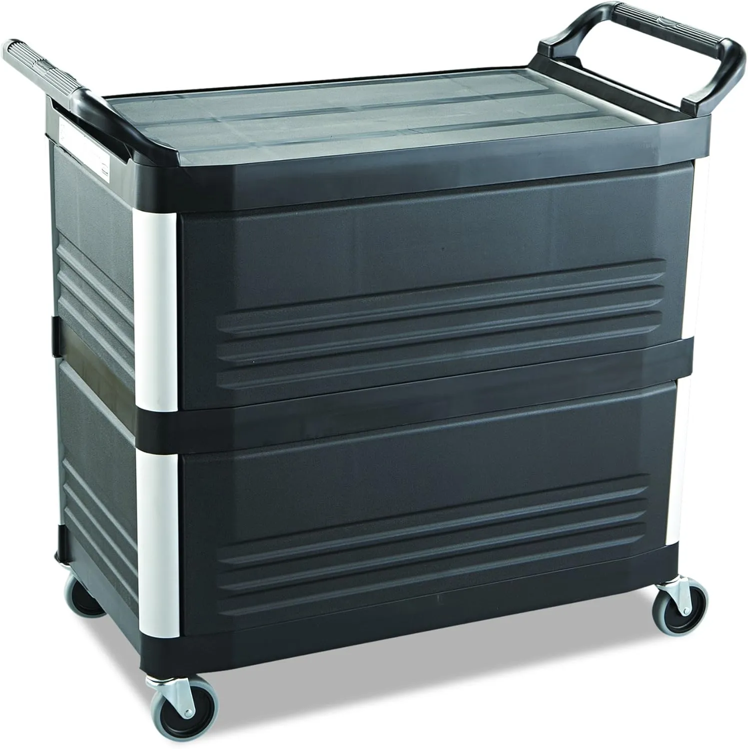 Rubbermaid Commercial Products Xtra Utility Cart with Wheels, 300-Pound Capacity, 20w x 40-5/8d x 37-4/5h, Black, Three Shelf Cart for Kitchen/Restaurant/Cafeteria/School/Storage