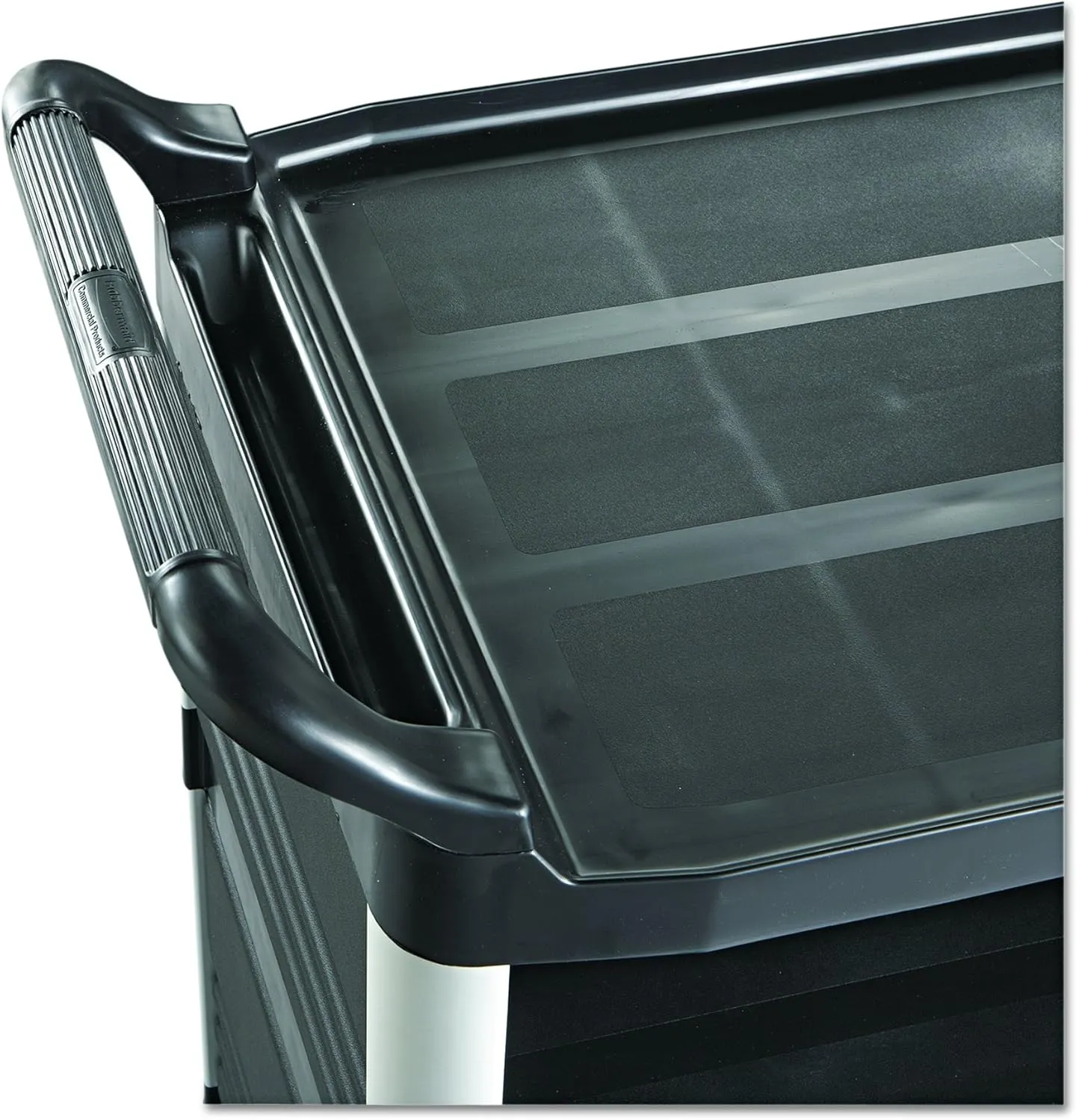 Rubbermaid Commercial Products Xtra Utility Cart with Wheels, 300-Pound Capacity, 20w x 40-5/8d x 37-4/5h, Black, Three Shelf Cart for Kitchen/Restaurant/Cafeteria/School/Storage