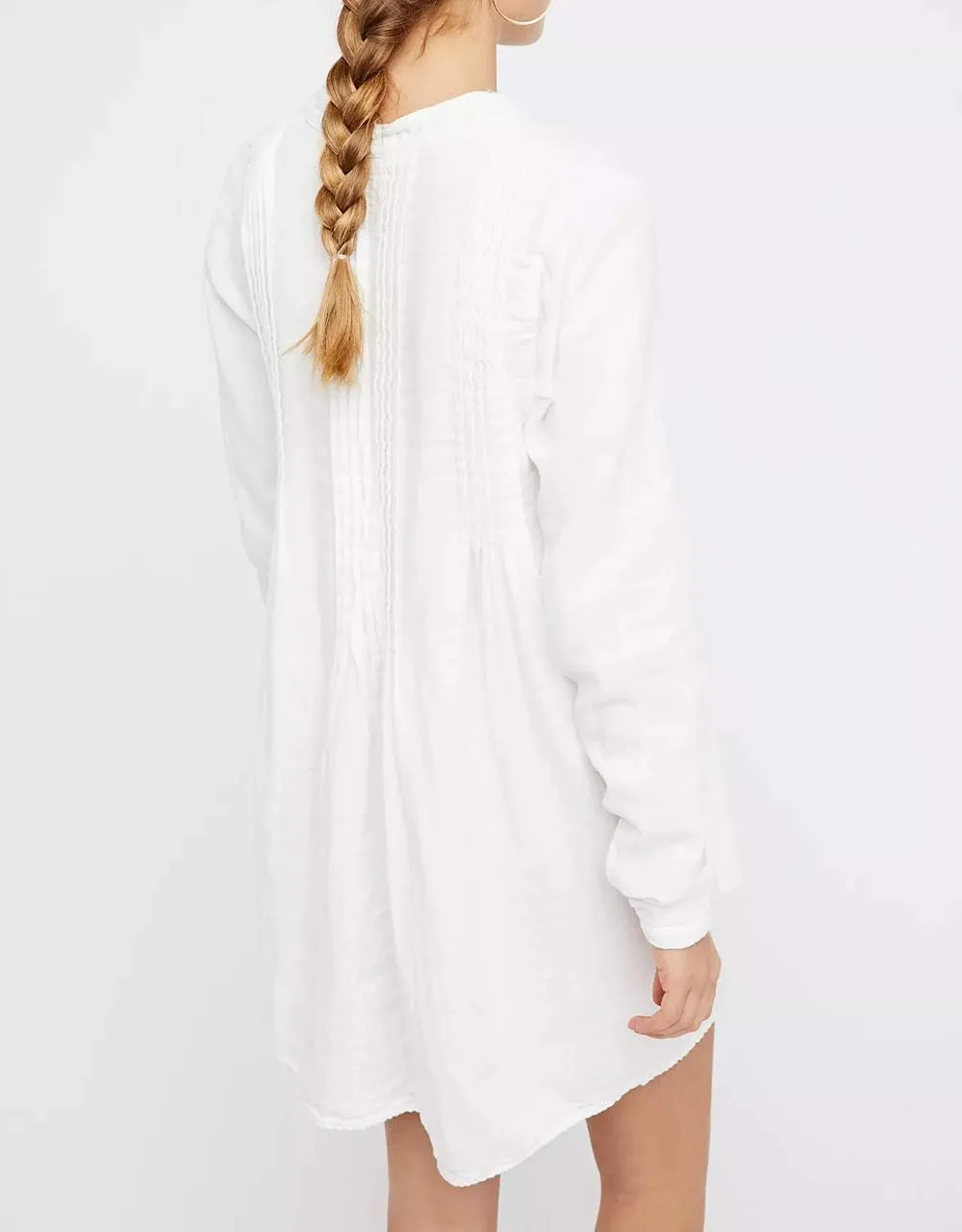 R.Vivimos Women's Tunic Dress Fall Cotton Button Down Long Sleeves Casual Mini Shirt Dress