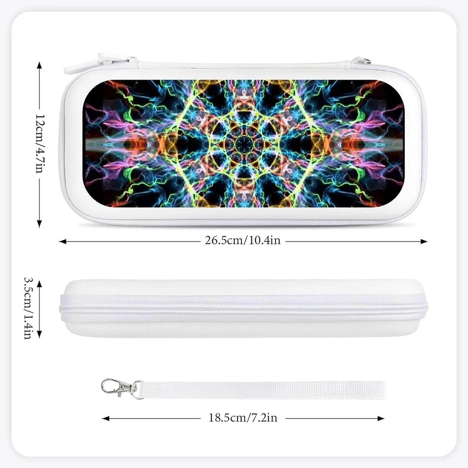 Sacred Geometry Compatible with Switch Carrying Case Hard Travel Game Bag Pouch with 15 Games Accessories White-Style