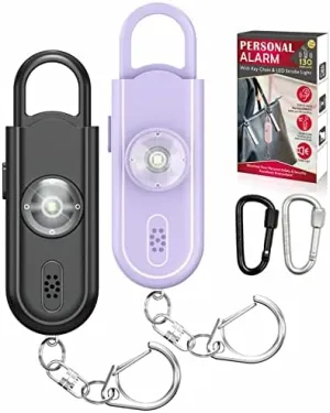 Safe Sound Personal Alarm, 2 Pack 130 dB Loud Siren Song Emergency Security Alarm Keychain with Strobe LED Light, Personal Sound Safety Siren for Women, Men, Children, Elderly