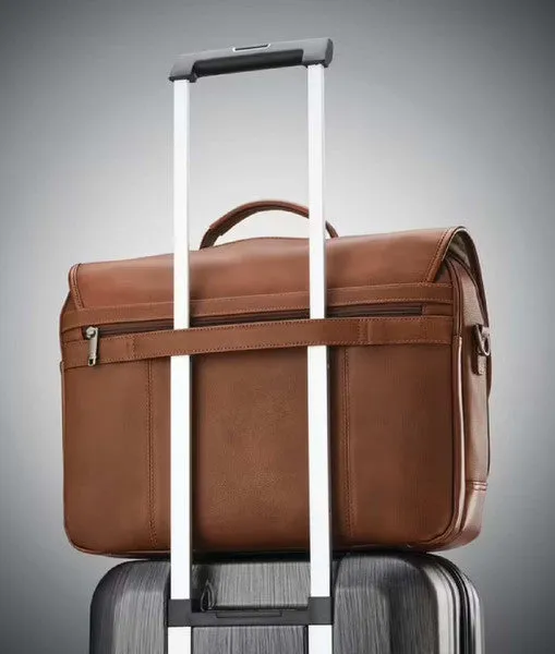 Samsonite Classic Leather 15.6'' flapover briefcase Cognac