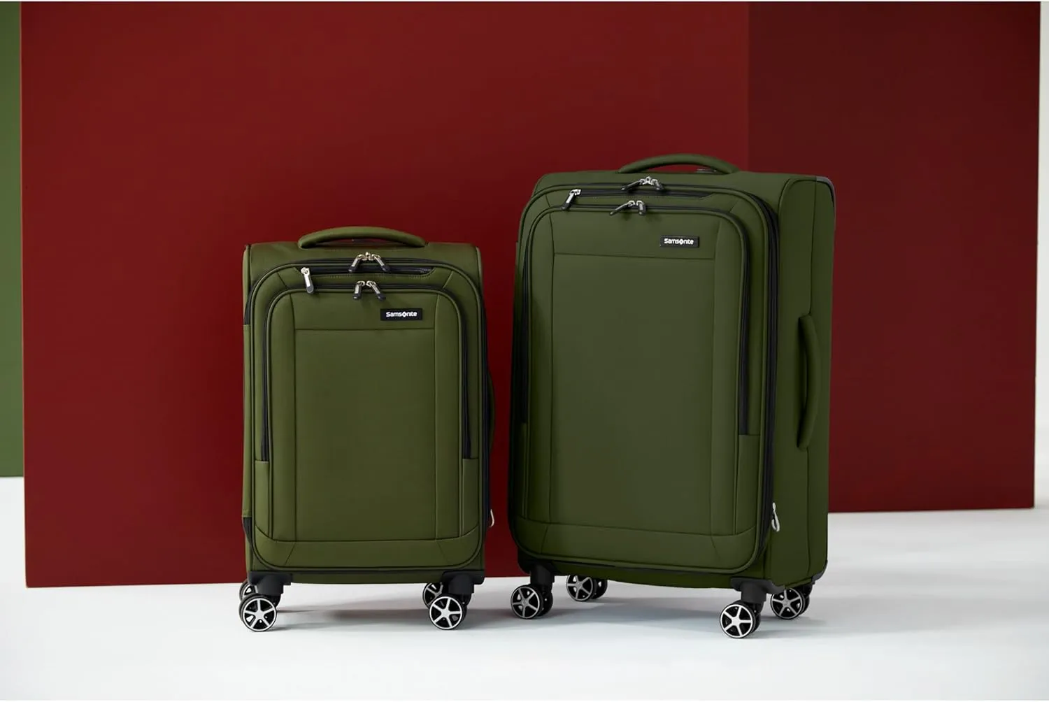Samsonite Saire LTE Softside Expandable Luggage with Spinner Wheels, Olive Green, 2-Piece Set (Carry-on/Medium)