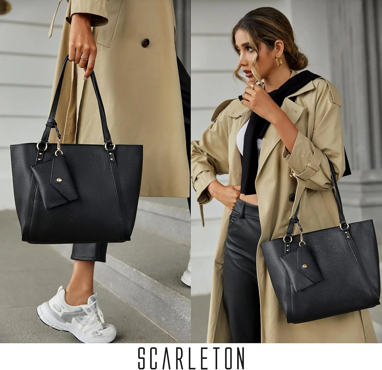 Scarleton Women's Faux Leather Purses and Handbags, Shoulder Bag, Top Handle Satchel, Hobo Bag with Pouch, H1035