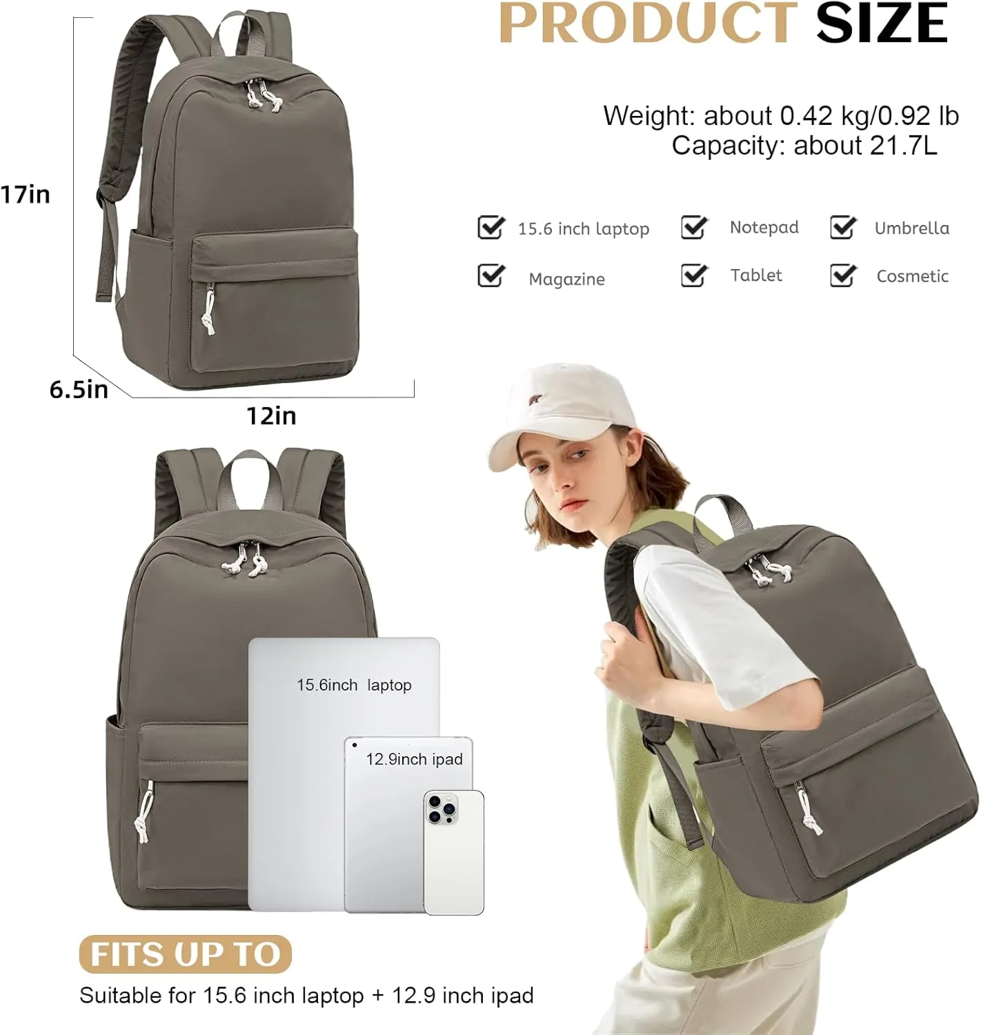 School Backpack for Teen Girls Women Laptop Backpack College Bookbags Middle School Travel Work Commuter Back Pack