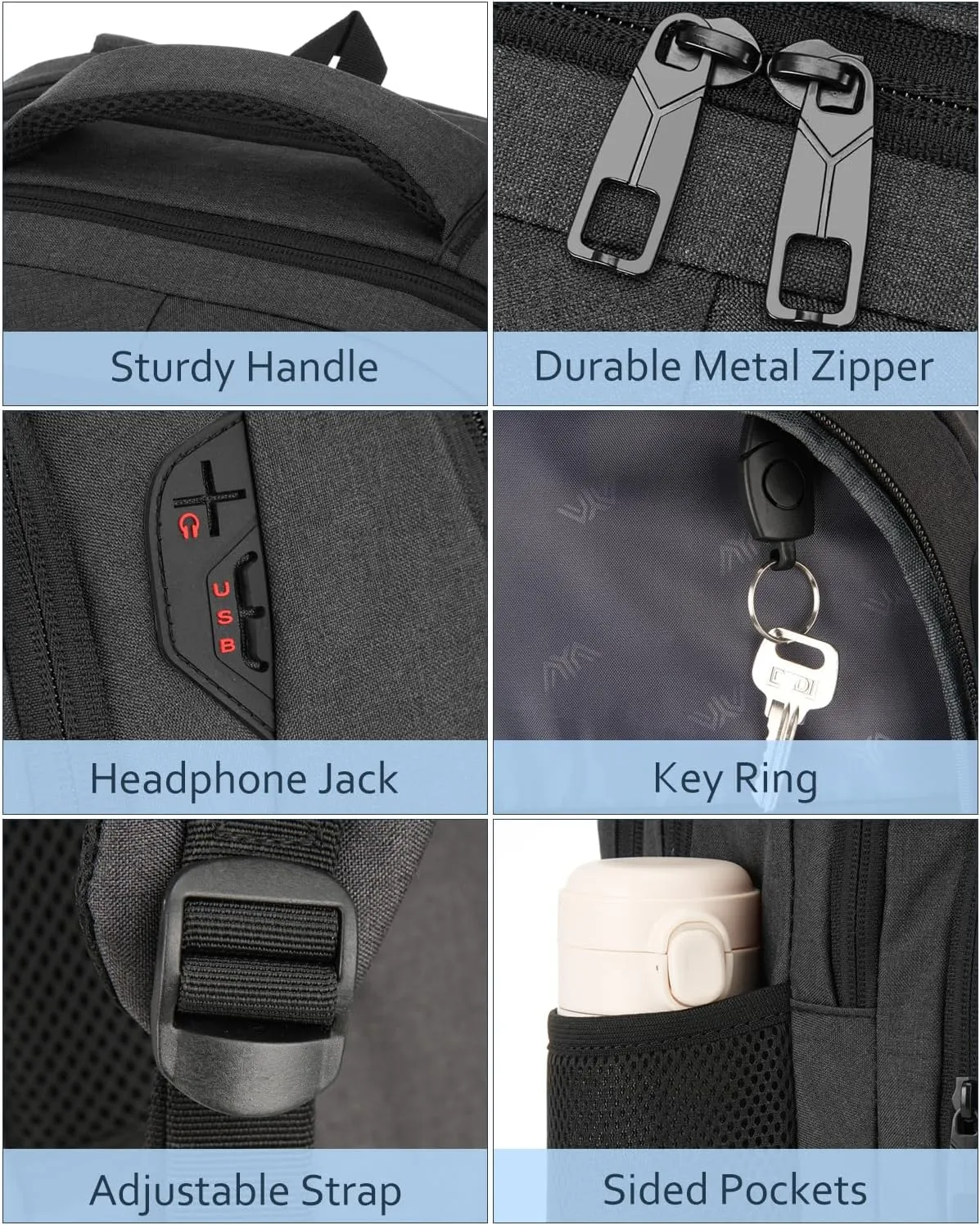 School Backpacks for Teen Boys Laptop Backpack Men,Bookbag College Computer Bag with USB Charging Port for Work Business Middle High School Student,Black