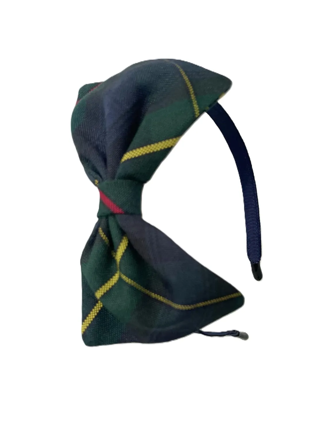 School Headband, Plaid bow headband, back to school, available in variety of school plaids (Plaid 55 Hunter Navy Red plaid, Regular)