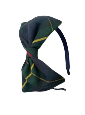 School Headband, Plaid bow headband, back to school, available in variety of school plaids (Plaid 55 Hunter Navy Red plaid, Regular)