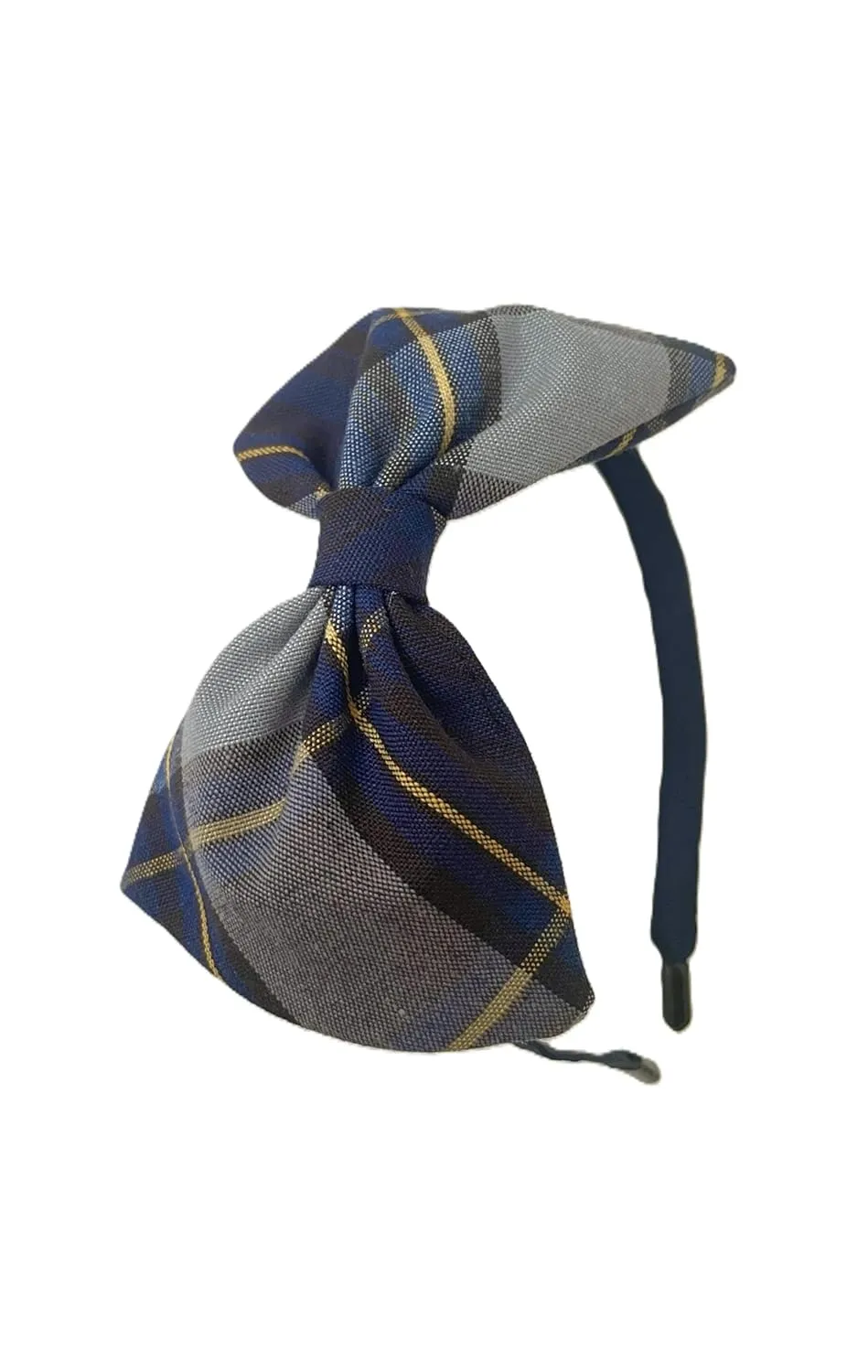 School Headband, Plaid bow headband, back to school, available in variety of school plaids (Plaid 57 Classic Navy Gold plaid, Regular)