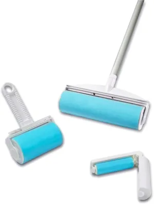 Schticky Lint Roller Set - Reusable & Washable Lint Roller Cleaner for Clothes Sofa Furniture Car Cat Dog Hair - Clean in a Quicky with Schticky (3 Piece Set)