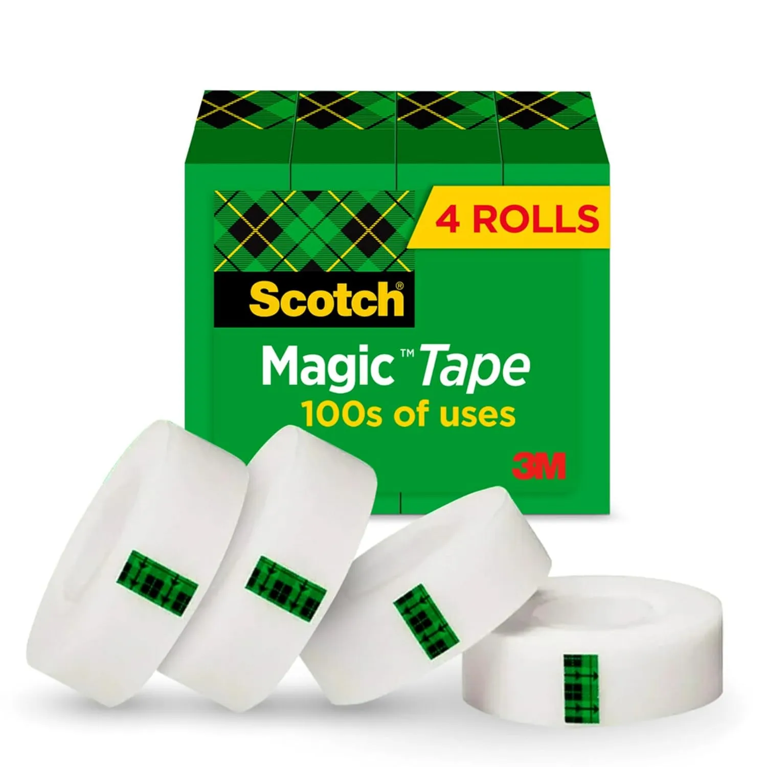 Scotch Magic Tape, Invisible, Home Office Supplies and Back to School Supplies for College and Classrooms, 4 Rolls
