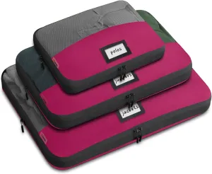 Set of 3 Durable Compression Packing Cubes Travel Organizer for Suitcases Made from Recycled Plastic Bottles, Featuring Double Zippers for Hassle-Free Packing Travel Essentials