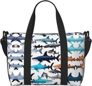 Sharks Pattern Print Versatile Gym Sports Bag,Companion For Your Journeys And Fitness Routines