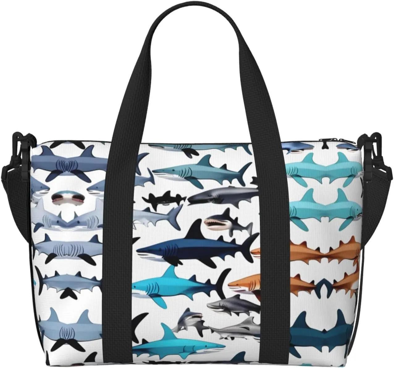 Sharks Pattern Print Versatile Gym Sports Bag,Companion For Your Journeys And Fitness Routines