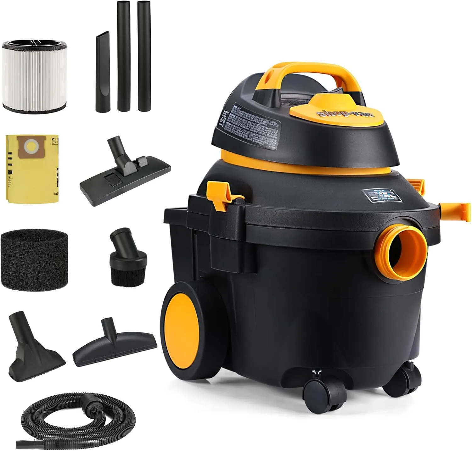 Shop-Vac 4 Gallon 5.5 Peak HP Wet/Dry Utility Vacuum with SVX2 Motor Technology, 3 in 1 Function Portable Shop Vacuum with Cart, Attachments, 5914000