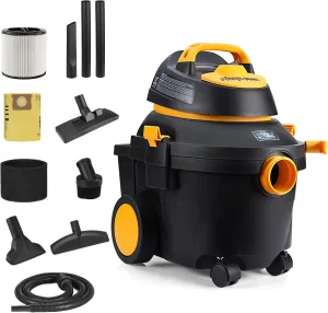 Shop-Vac 4 Gallon 5.5 Peak HP Wet/Dry Utility Vacuum with SVX2 Motor Technology, 3 in 1 Function Portable Shop Vacuum with Cart, Attachments, 5914000