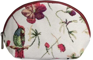 Signare Tapestry Cosmetic Bag Toiletry Makeup Bag for Women With Hummingbird and Flower Design (COSM-HUMM)