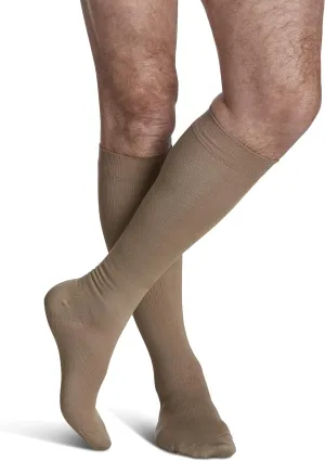 SIGVARIS Men’s Style Microfiber 820 Closed Toe Calf-High Socks 20-30mmHg - Tan Khaki - Small Long