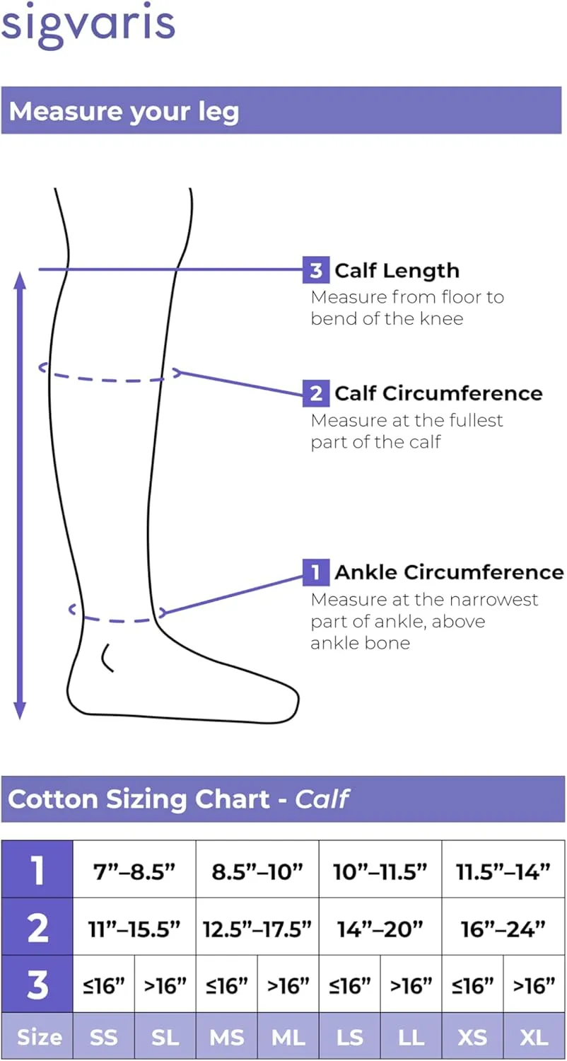 SIGVARIS Women’s Essential Cotton 230 Closed Toe Calf-High Socks 20-30mmHg